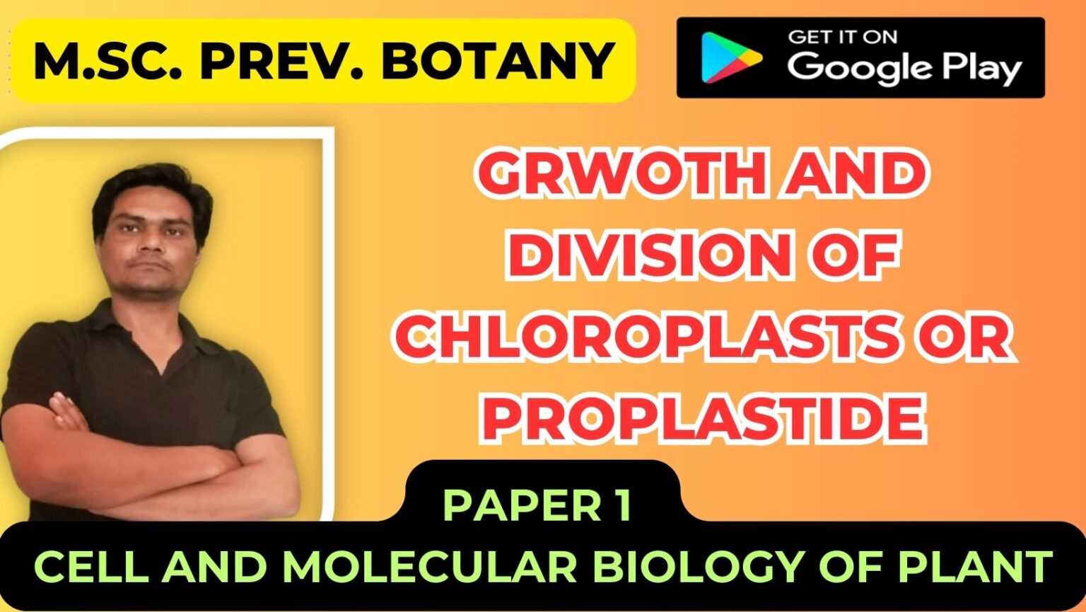 GRWOTH AND DIVISION OF CHLOROPLASTS OR PROPLASTIDE