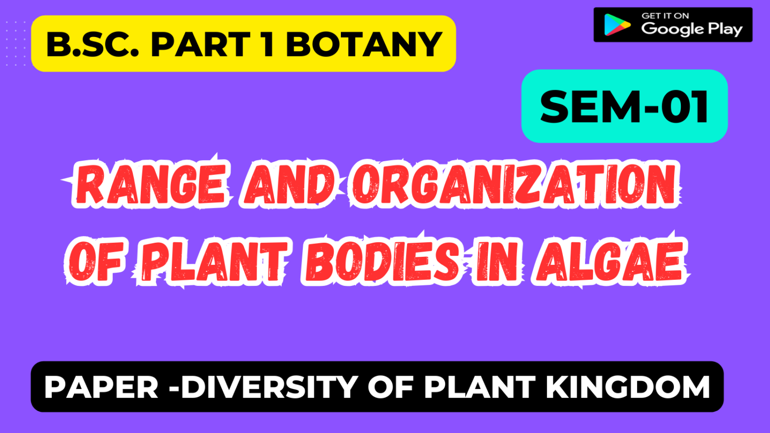 Range and organization of plant Bodies in Algae